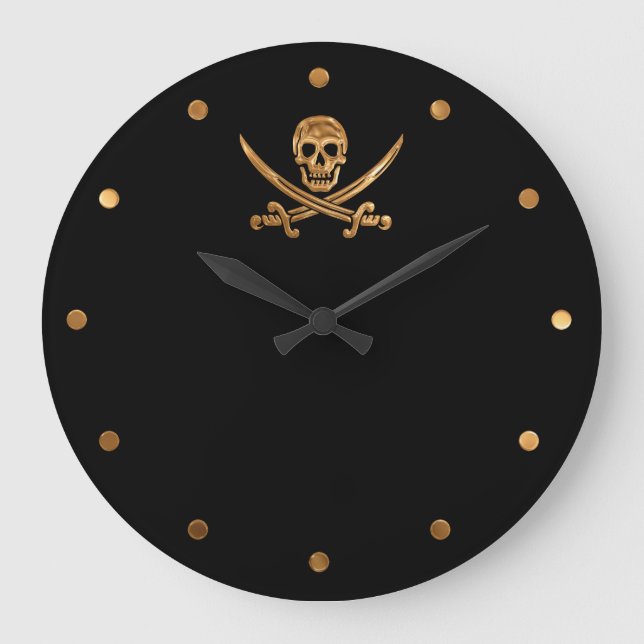 Piratenflagge Große Wanduhr (Vorderseite)