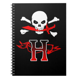 Piratenflagge H Monogramm Notizblock