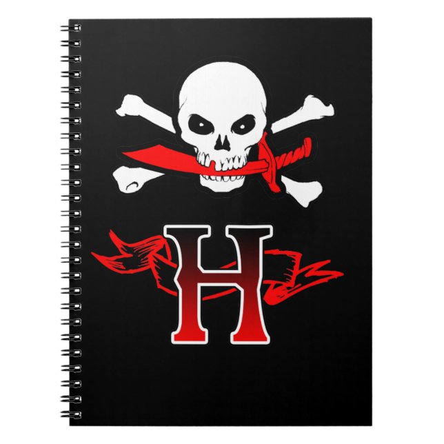 Piratenflagge H Monogramm Notizblock (Vorderseite)