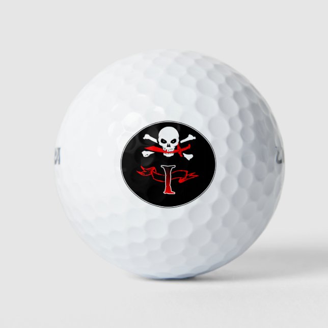 Piratenflagge I Monogramm erste Golfbälle (Vorderseite)
