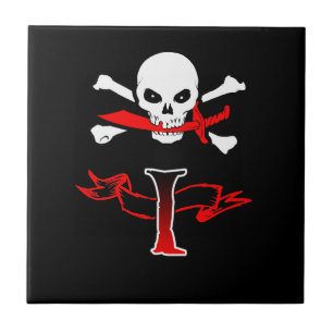 Piratenflagge I Monogramm Fliese