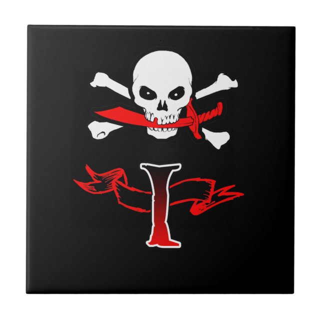 Piratenflagge I Monogramm Fliese (Vorderseite)
