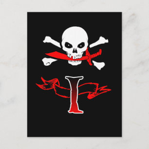 Piratenflagge I Monogramm Postkarte