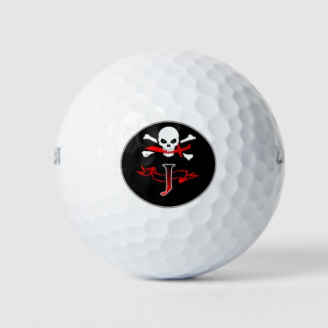 Piratenflagge J Monogram Golfbälle (Vorderseite)