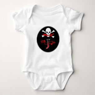 Piratenflagge J Monogramm Baby Strampler