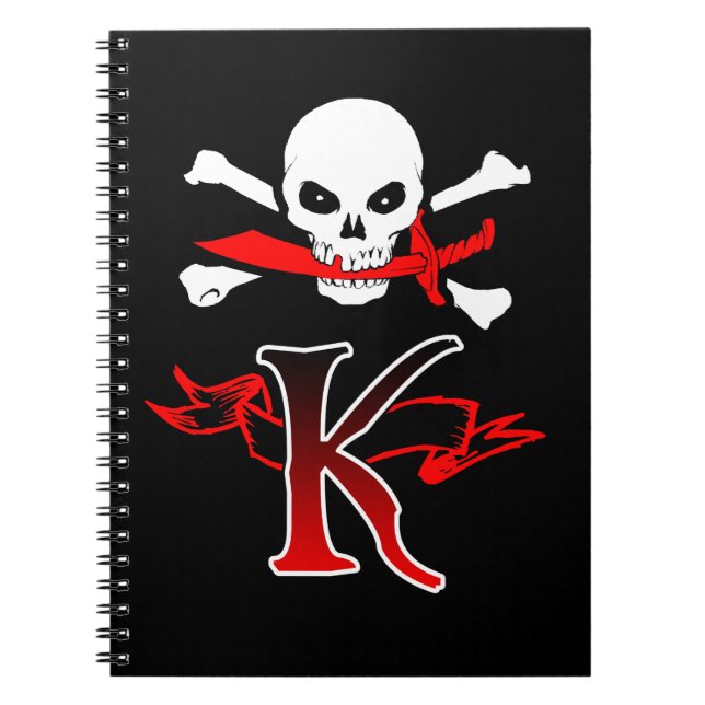 Piratenflagge K Monogramm Notizblock (Vorderseite)