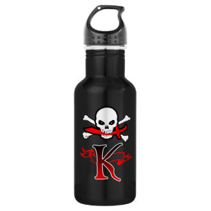 Piratenflagge K Monogramm Trinkflasche