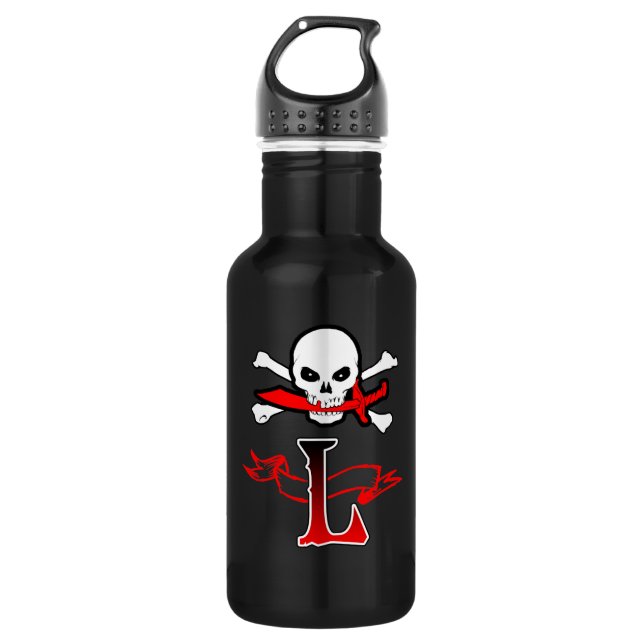 Piratenflagge L Monogramm Trinkflasche (Vorderseite)