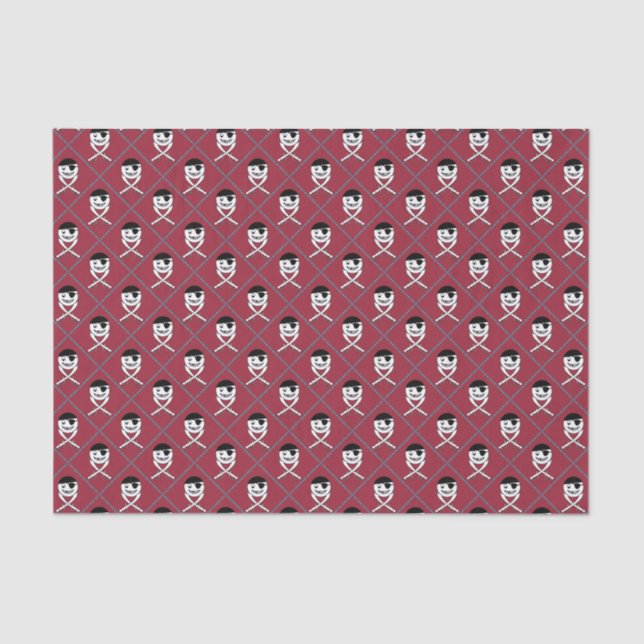 Piratenflagge mit türkisfarbenem Hintergrund Seidenpapier (Vorderseite)