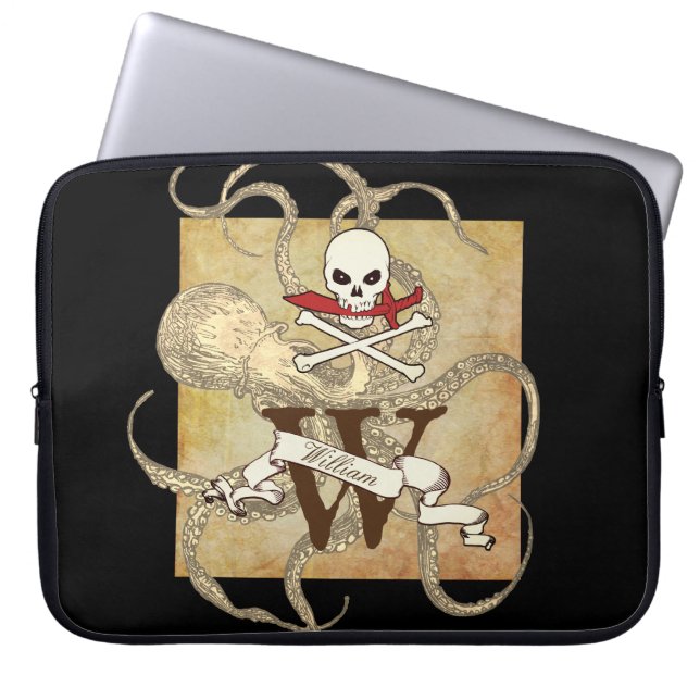 Piratenflagge Monogramm Laptopschutzhülle (Vorderseite)
