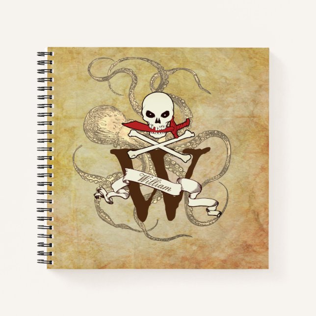 Piratenflagge Monogramm Notizbuch (Vorderseite)