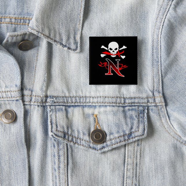 Piratenflagge N Monogramm Button (Beispiel)