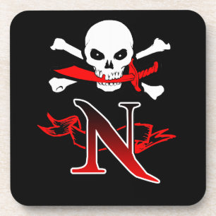 Piratenflagge N Monogramm Getränkeuntersetzer