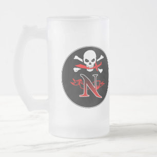 Piratenflagge N Monogramm Mattglas Bierglas