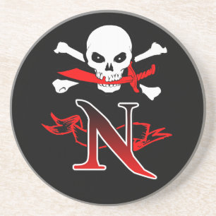 Piratenflagge N Monogramm Sandstein Untersetzer
