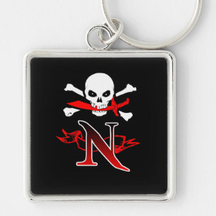 Piratenflagge N Monogramm Schlüsselanhänger