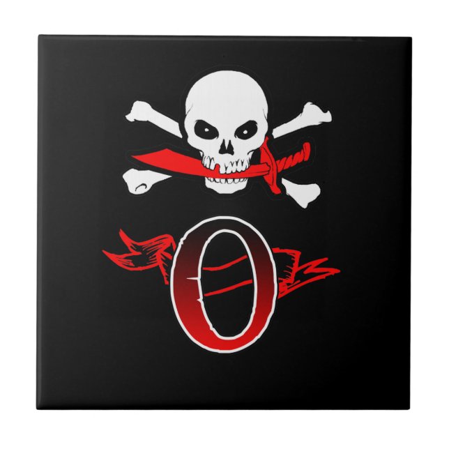 Piratenflagge O Monogramm Fliese (Vorderseite)