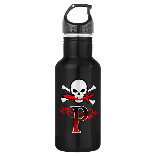 Piratenflagge P Monogramm Trinkflasche (Vorderseite)