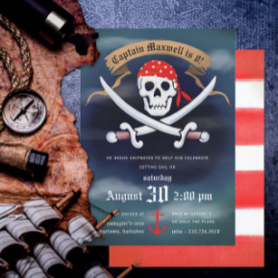 Piratenflagge Pirate Birthday Party Einladung