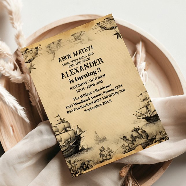 Piratenflagge Pirate Birthday Party Einladung (Von Creator hochgeladen)