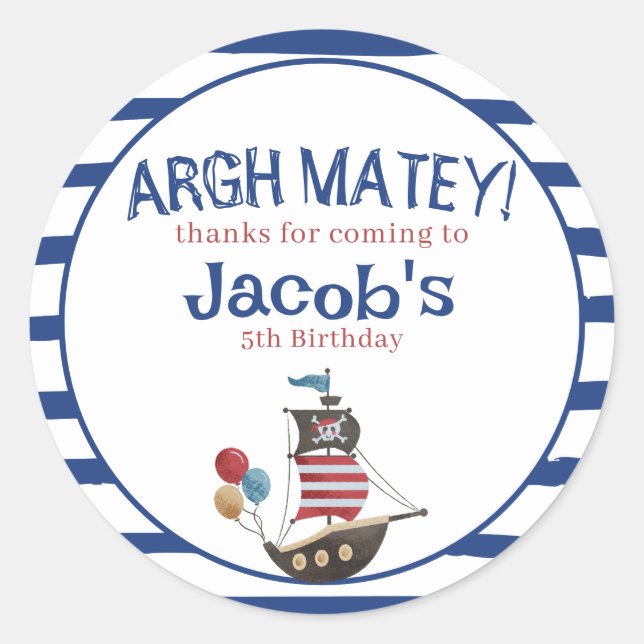 Piratenflagge Pirate Birthday Party Gast Gefallen Runder Aufkleber (Vorderseite)