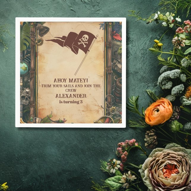 Piratenflagge Pirate Birthday Party Serviette (Von Creator hochgeladen)