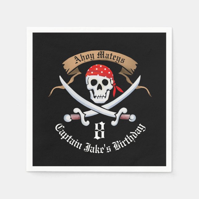 Piratenflagge Pirate Birthday Party Serviette (Vorderseite)