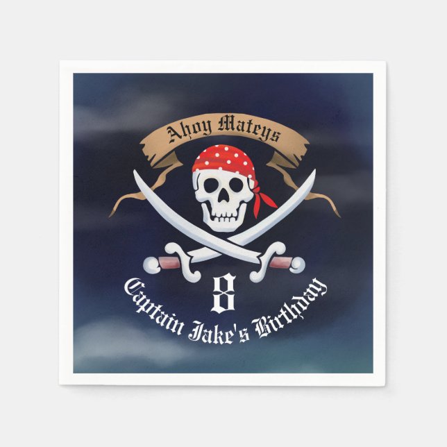 Piratenflagge Pirate Birthday Party Serviette (Vorderseite)