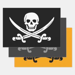 Piratenflagge Pirate Geschenkpapier Set