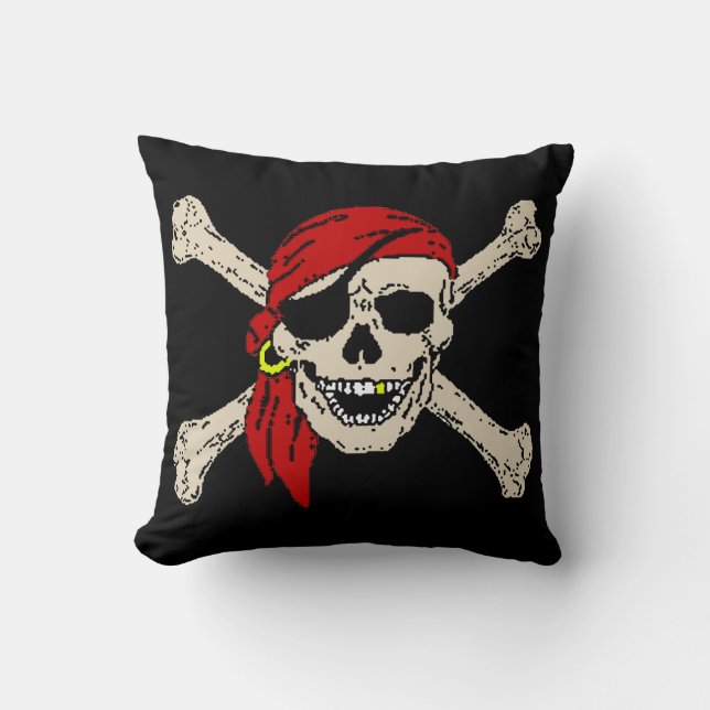 Piratenflagge Pirate Skull Bones Red Bandanna Kissen (Vorderseite)