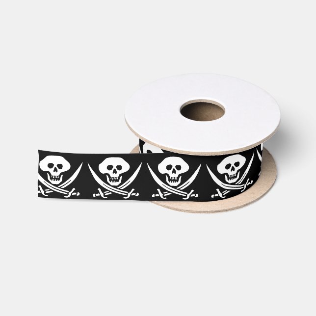 Piratenflagge Pirate Skull Bones Satinband (Spule)