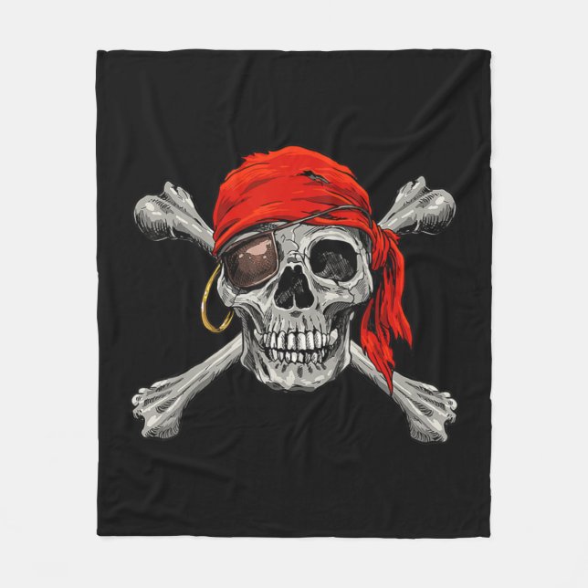 Piratenflagge Pirate Skull Crossbones Halloween Fleecedecke (Vorderseite)