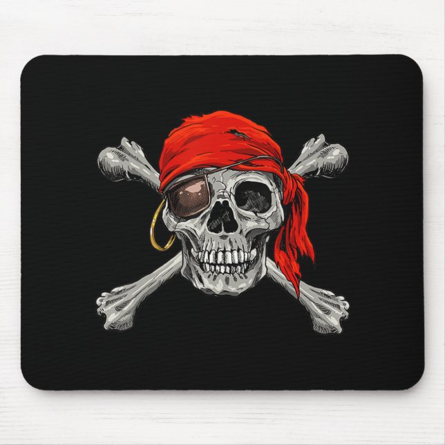 Piratenflagge Pirate Skull Crossbones Halloween Mousepad (Vorne)