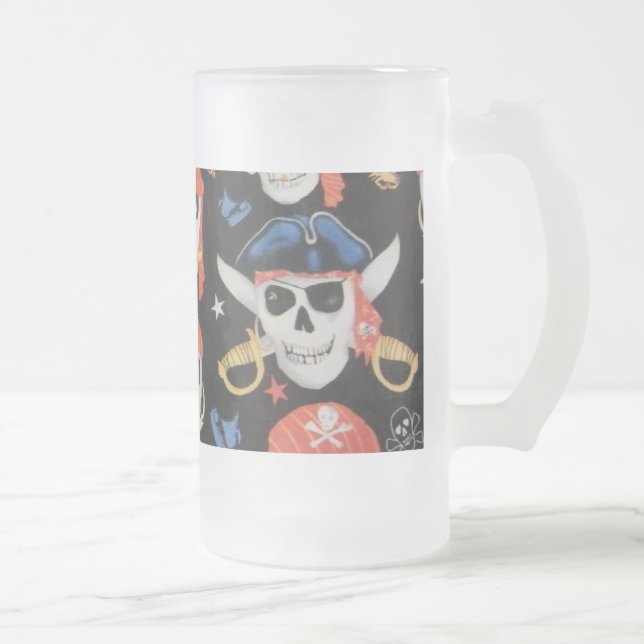 Piratenflagge Pirate Skull Mattglas Bierglas (Rechts)
