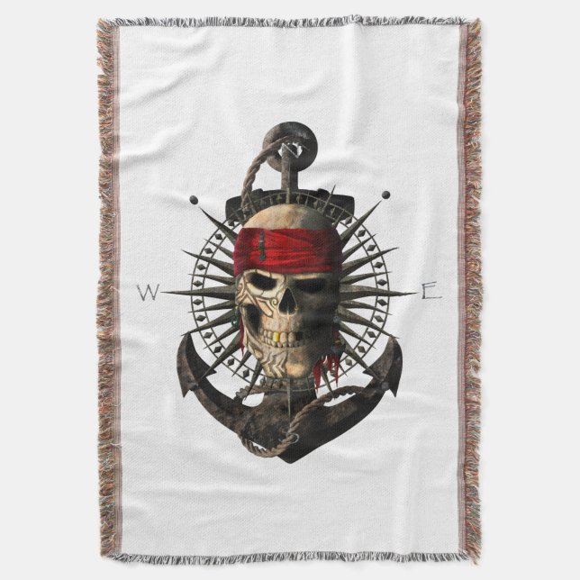 Piratenflagge Pirate Skull Segelkompass Anker Decke (Vorderseite Vertikal)