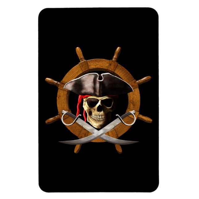 Piratenflagge Pirate Wheel Magnet (Vertikal)