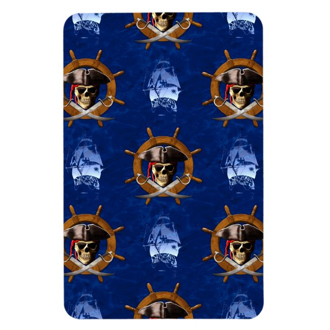 Piratenflagge Pirate Wheel Magnet (Vertikal)