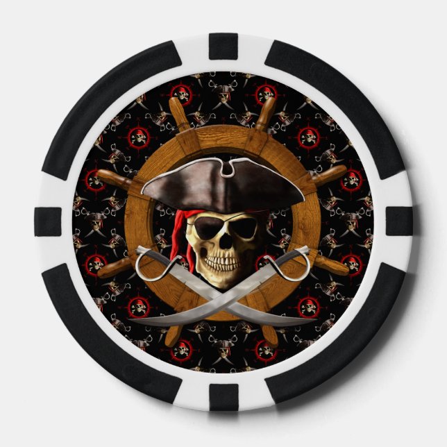 Piratenflagge Pirate Wheel Pokerchips (Vorderseite)