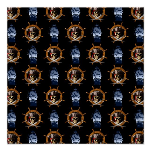 Piratenflagge Pirate Wheel Poster (Vorderseite)