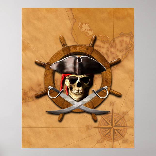 Piratenflagge Pirate Wheel Poster (Vorne)