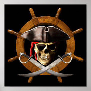 Piratenflagge Pirate Wheel Poster