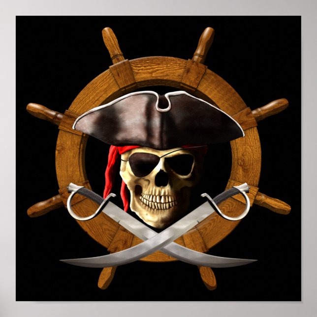 Piratenflagge Pirate Wheel Poster (Vorne)