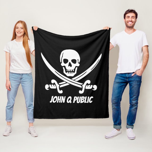 Piratenflagge-Piraten-Flagge mit Namen Fleecedecke (Beispiel)