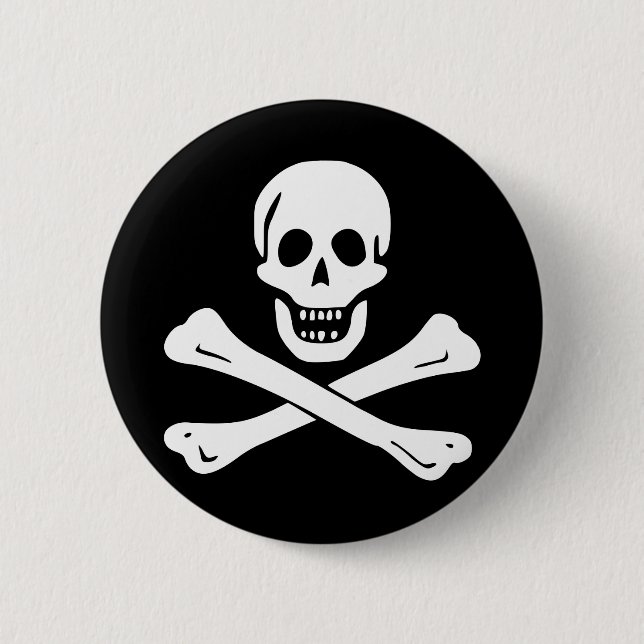 Piratenflagge-Piraten-Flaggen-Knopf Button (Vorderseite)