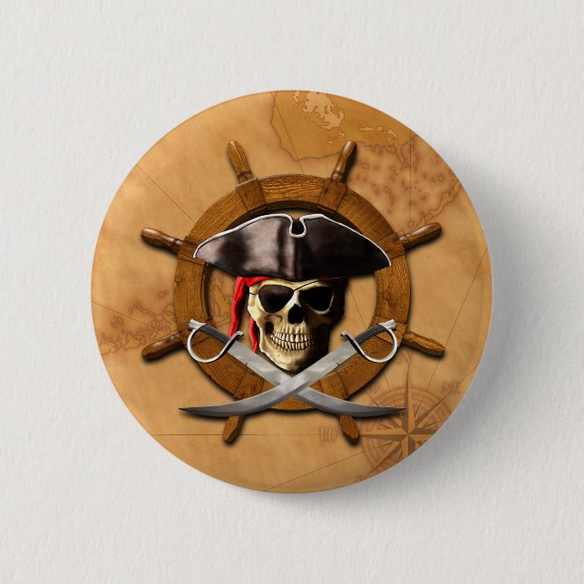 Piratenflagge-Piraten-Rad Button (Vorderseite)