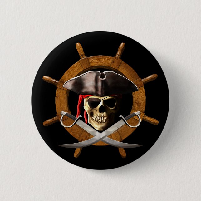 Piratenflagge-Piraten-Rad Button (Vorderseite)