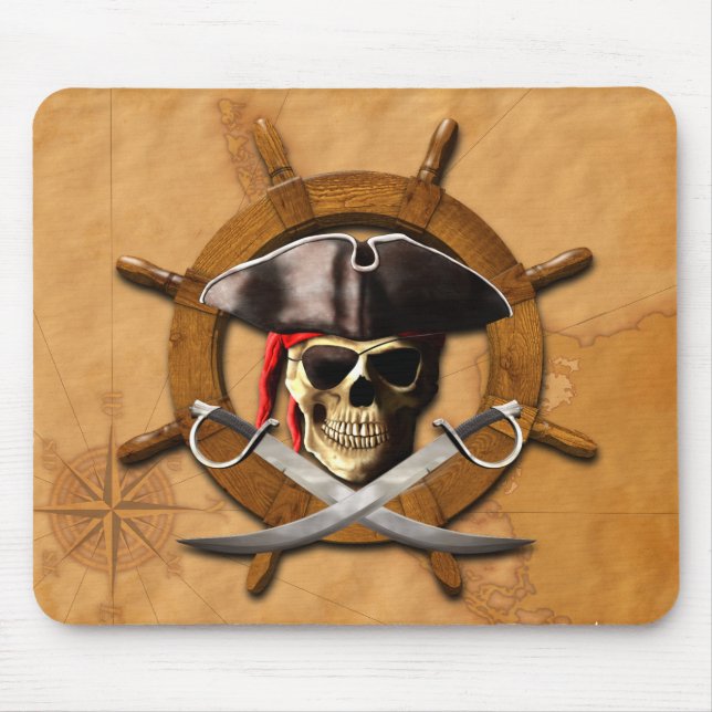 Piratenflagge-Piraten-Rad Mousepad (Vorne)