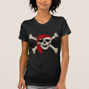 Piratenflagge-Piraten-Schädel entbeint rote T-Shirt