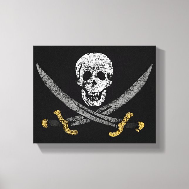 Piratenflagge Piratenflagge Skull und Schwerter Leinwanddruck (Vorderseite)