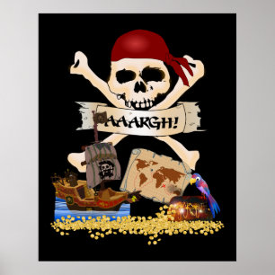 Piratenflagge, Piratenschiff & Piratenpost Poster